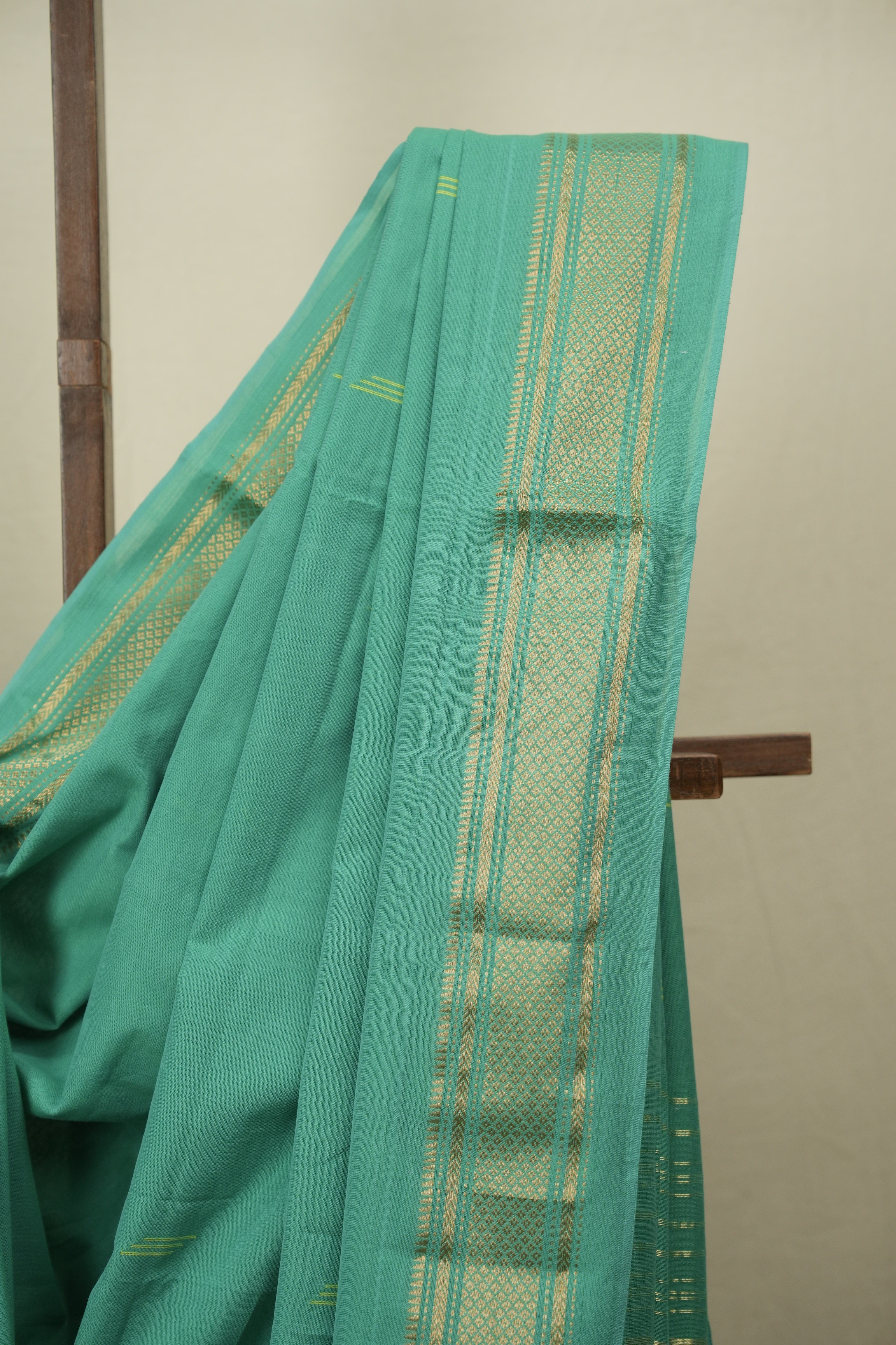 Sea Green Cotton Paithani Saree - SRSGCPS823