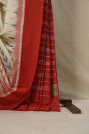 White Pochampalli Cotton Ikat Saree - SRWPCIS549