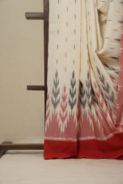 White Pochampalli Cotton Ikat Saree - SRWPCIS549