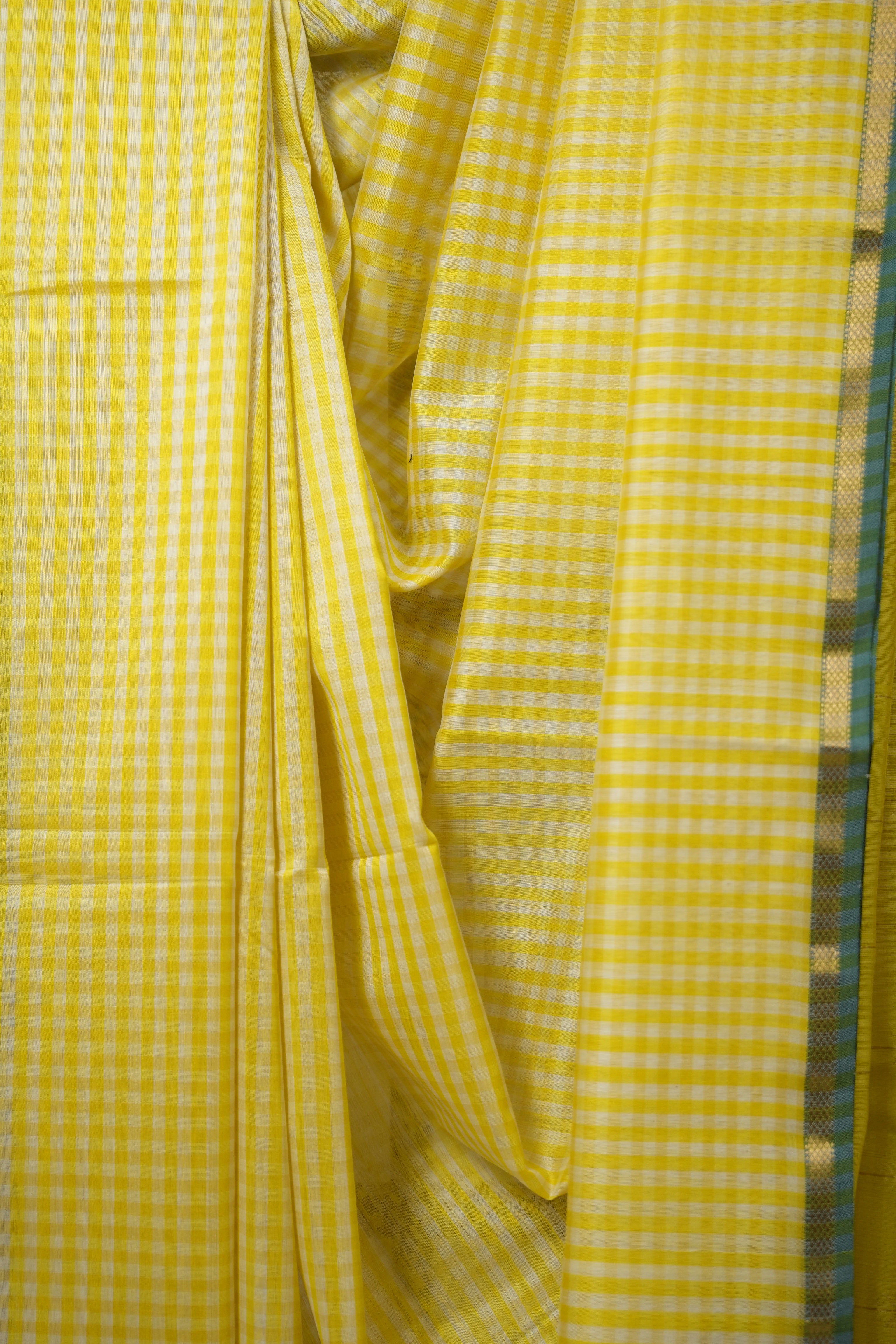 Lemon Yellow Maheshwari Saree - SRLYMS928