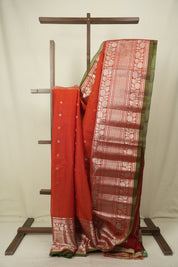 Red Gadwal Cotton Silk Saree - SRRGCSS210