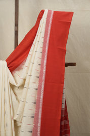 White Pochampalli Cotton Ikat Saree - SRWPCIS549