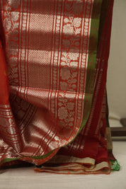 Red Gadwal Cotton Silk Saree - SRRGCSS210