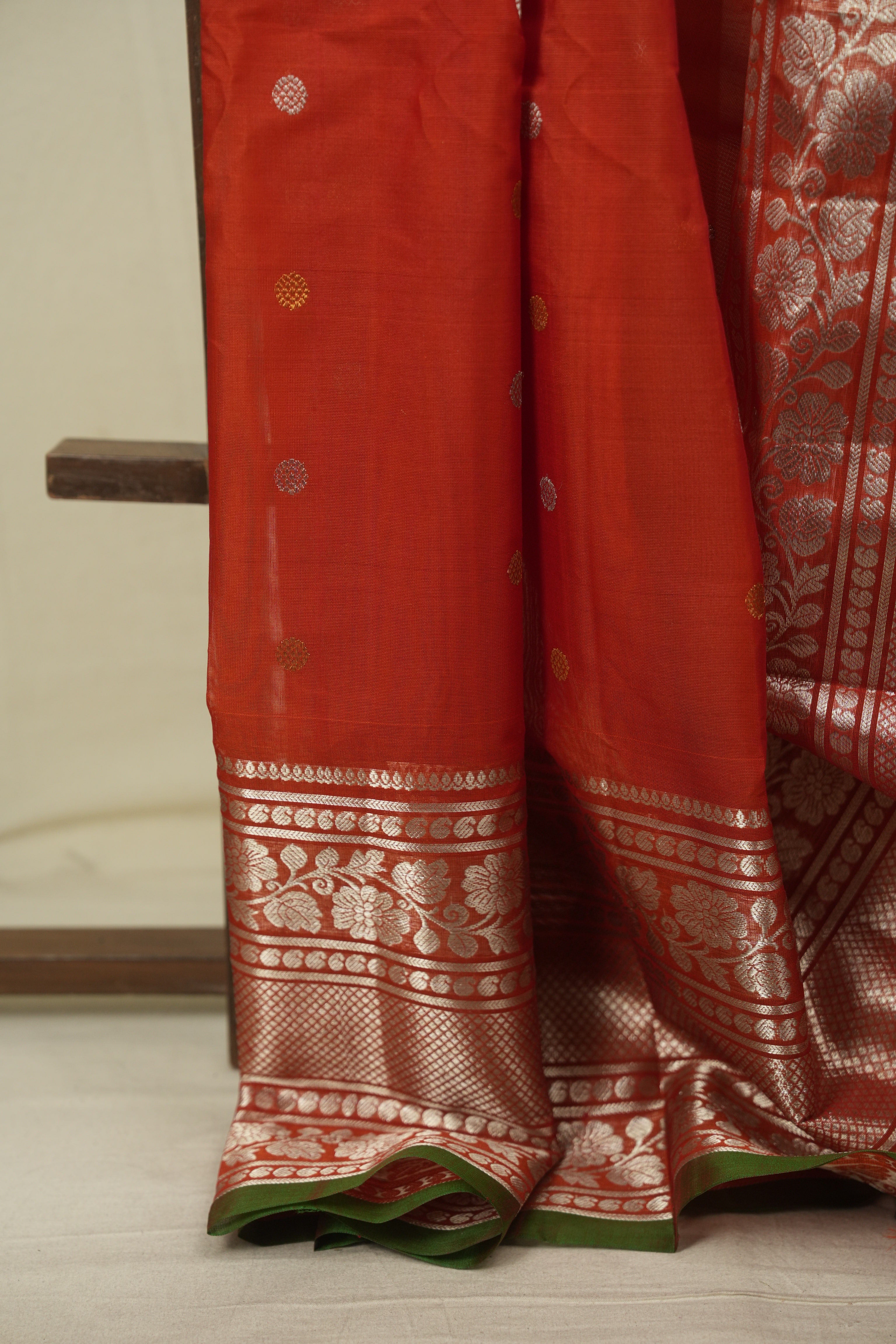 Red Gadwal Cotton Silk Saree - SRRGCSS210