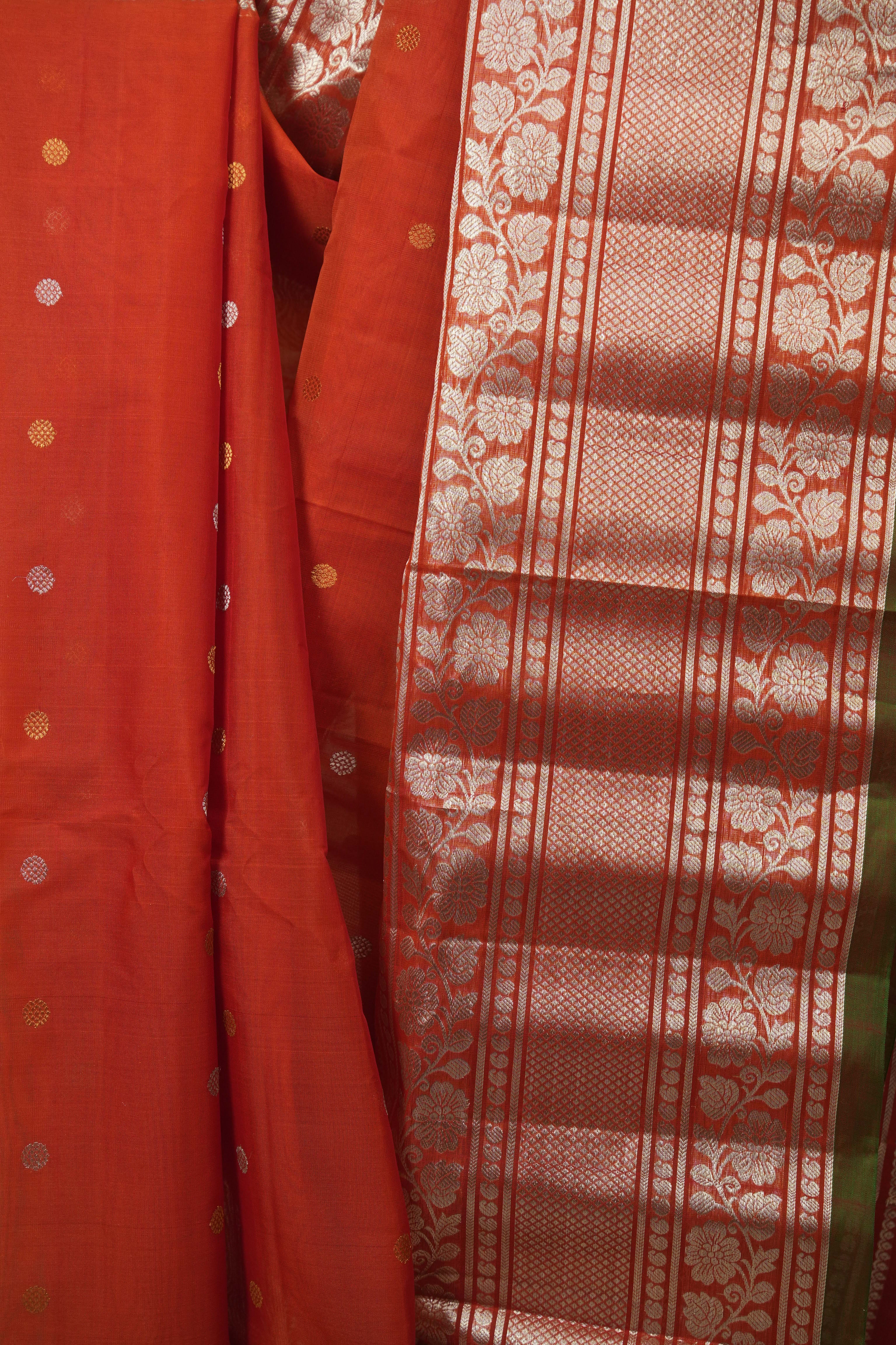 Red Gadwal Cotton Silk Saree - SRRGCSS210
