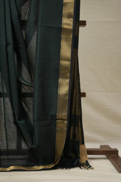 Bottle Green Maheshwari Saree - SRBGMS931