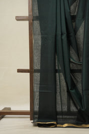 Bottle Green Maheshwari Saree - SRBGMS931