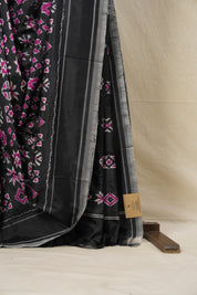 Black Pochampalli Silk Ikat Saree - SRBPSIS166