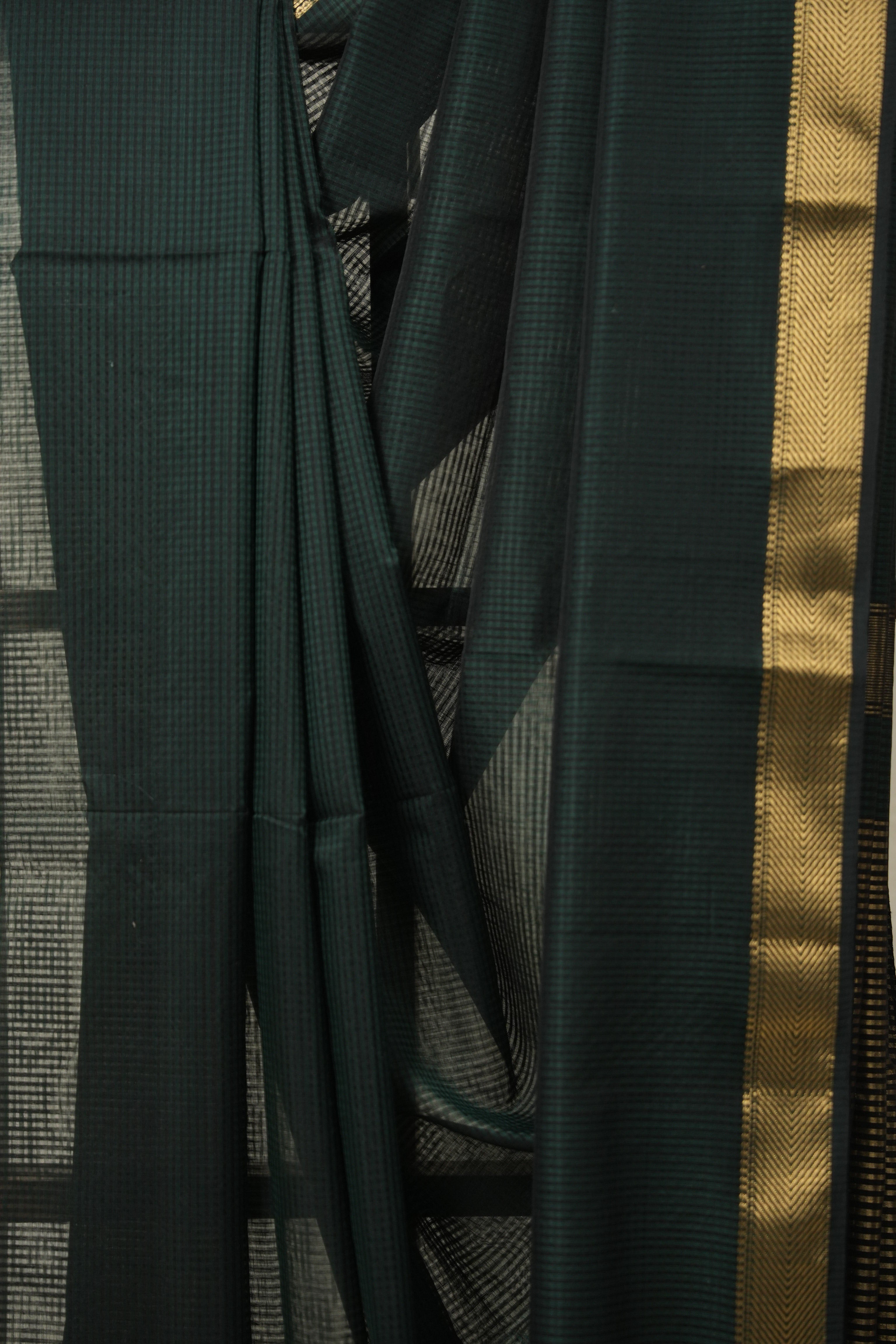 Bottle Green Maheshwari Saree - SRBGMS931