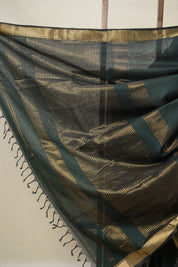 Bottle Green Maheshwari Saree - SRBGMS931