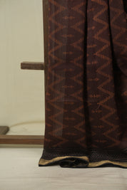 Dark Brown HBP Cotton Silk Saree With Maheshwari Border - SRDBCSS1798