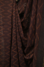 Dark Brown HBP Cotton Silk Saree With Maheshwari Border - SRDBCSS1798