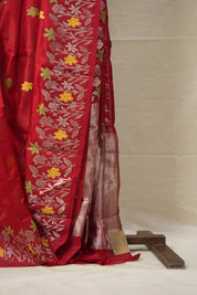 Red Handborder Chanderi Silk Saree - SRRHCSS463