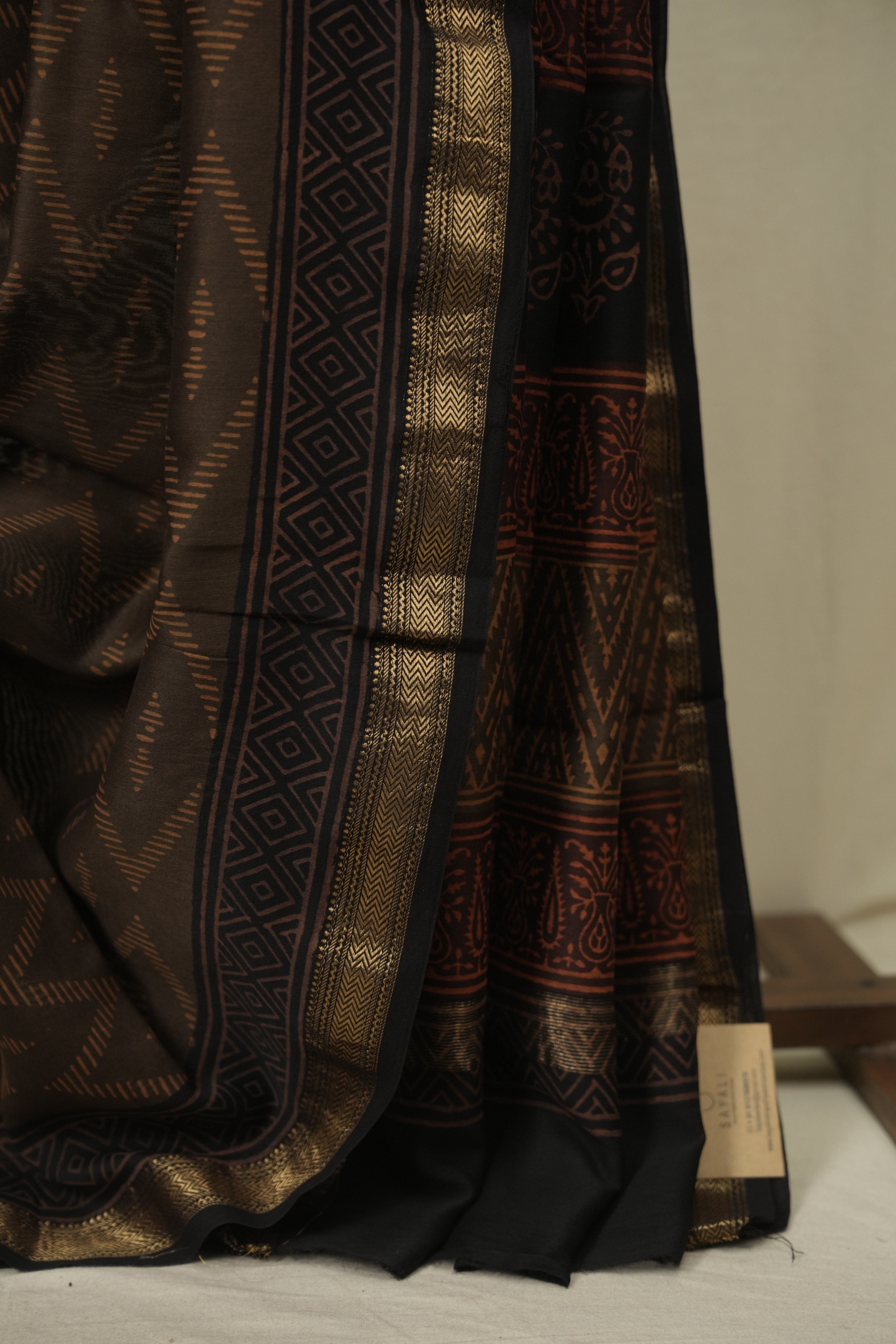 Brown HBP Cotton Silk Saree With Maheshwari Border - SRBCSS1809