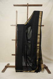 Black Maheshwari Saree - SRBMS933