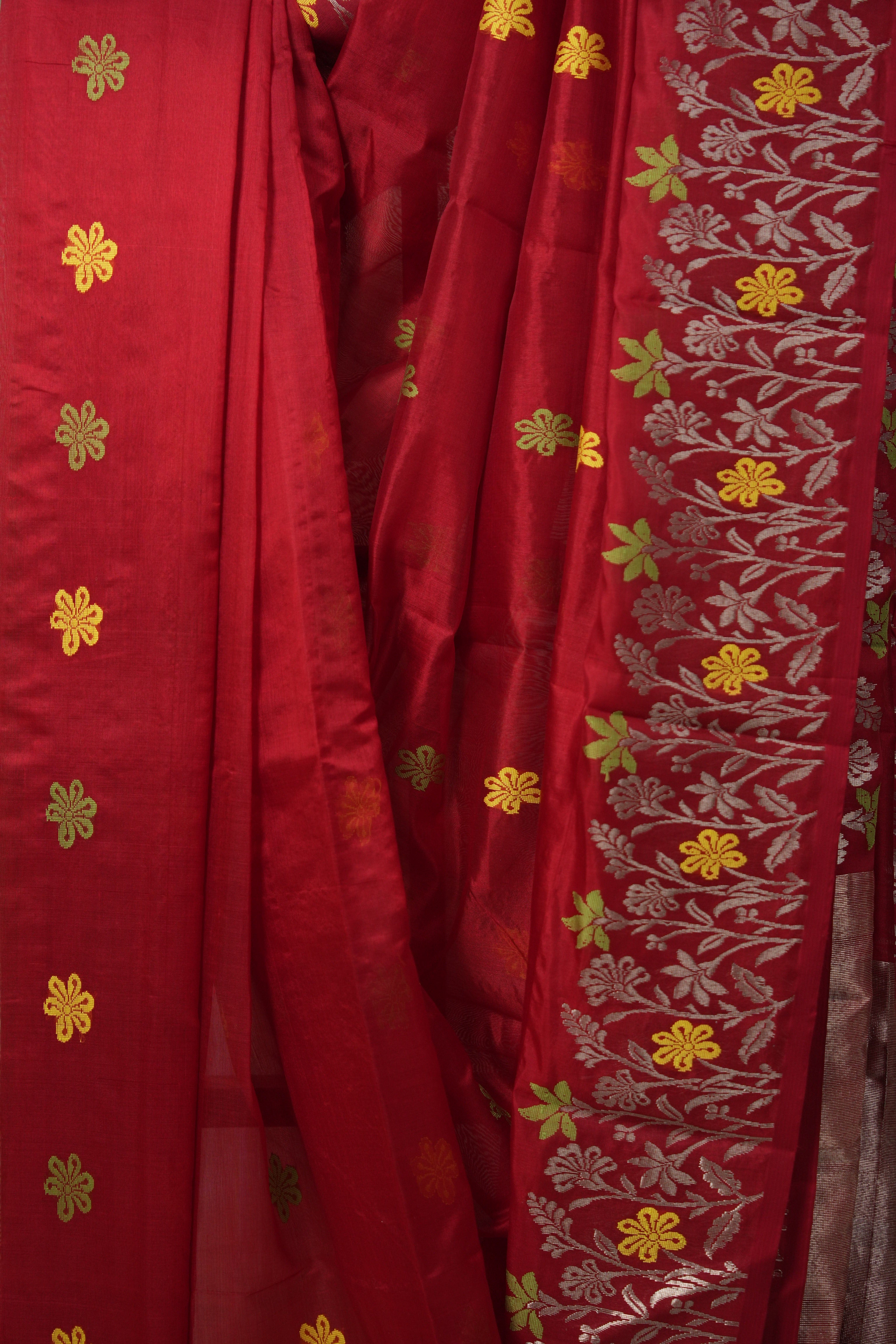 Red Handborder Chanderi Silk Saree - SRRHCSS463