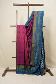 Two Tone Pink Pochampalli Silk Ikat Saree - SRTTPPSIS169