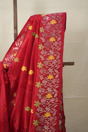 Red Handborder Chanderi Silk Saree - SRRHCSS463