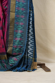 Two Tone Pink Pochampalli Silk Ikat Saree - SRTTPPSIS169