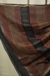 Brown HBP Cotton Silk Saree With Maheshwari Border - SRBCSS1809