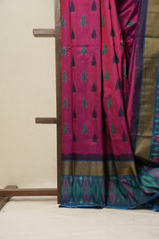 Two Tone Pink Pochampalli Silk Ikat Saree - SRTTPPSIS169