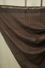 Brown HBP Cotton Silk Saree With Maheshwari Border - SRBCSS1809