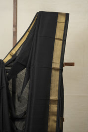 Black Maheshwari Saree - SRBMS933