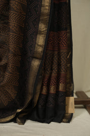 Brown HBP Cotton Silk Saree With Maheshwari Border - SRBCSS1797