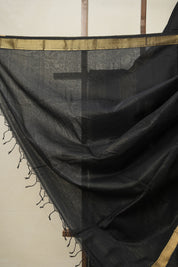Black Maheshwari Saree - SRBMS933