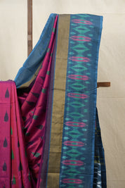 Two Tone Pink Pochampalli Silk Ikat Saree - SRTTPPSIS169