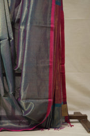 Two Tone Peacock Green Maheshwari Saree - SRTTPGMS934