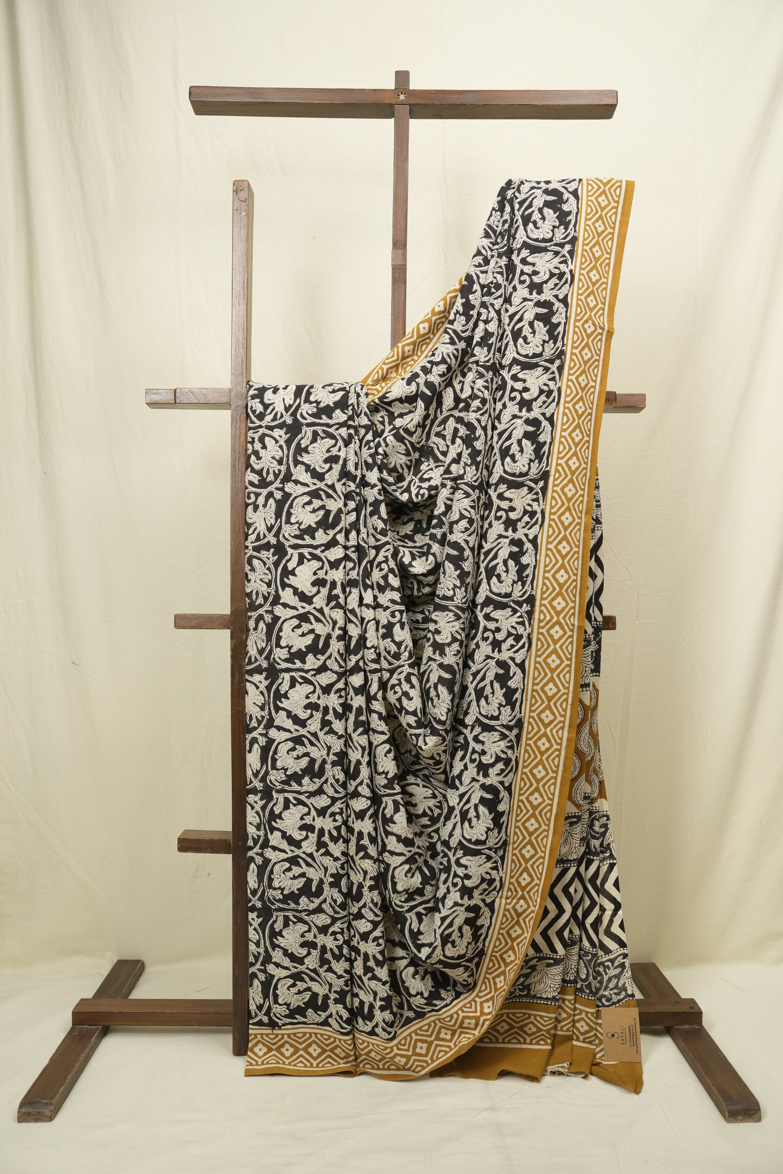 Black HBP Cotton Saree - SRBCS3396