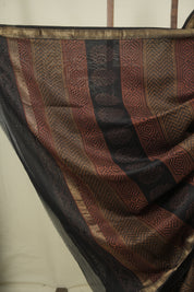 Brown HBP Cotton Silk Saree With Maheshwari Border - SRBCSS1797