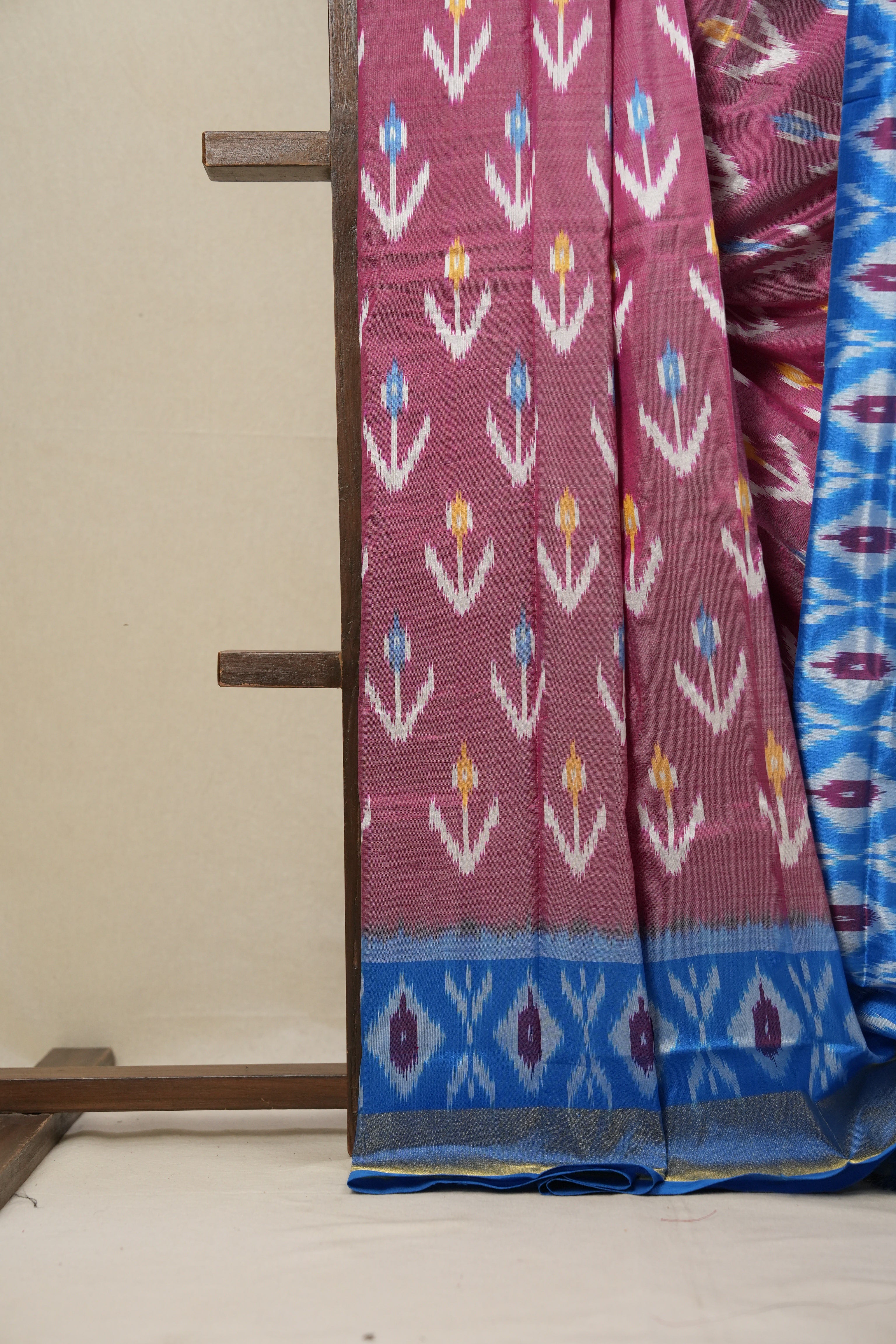 Two Tone Pink Pochampalli Silk Ikat Saree - SRTTPPSIS169