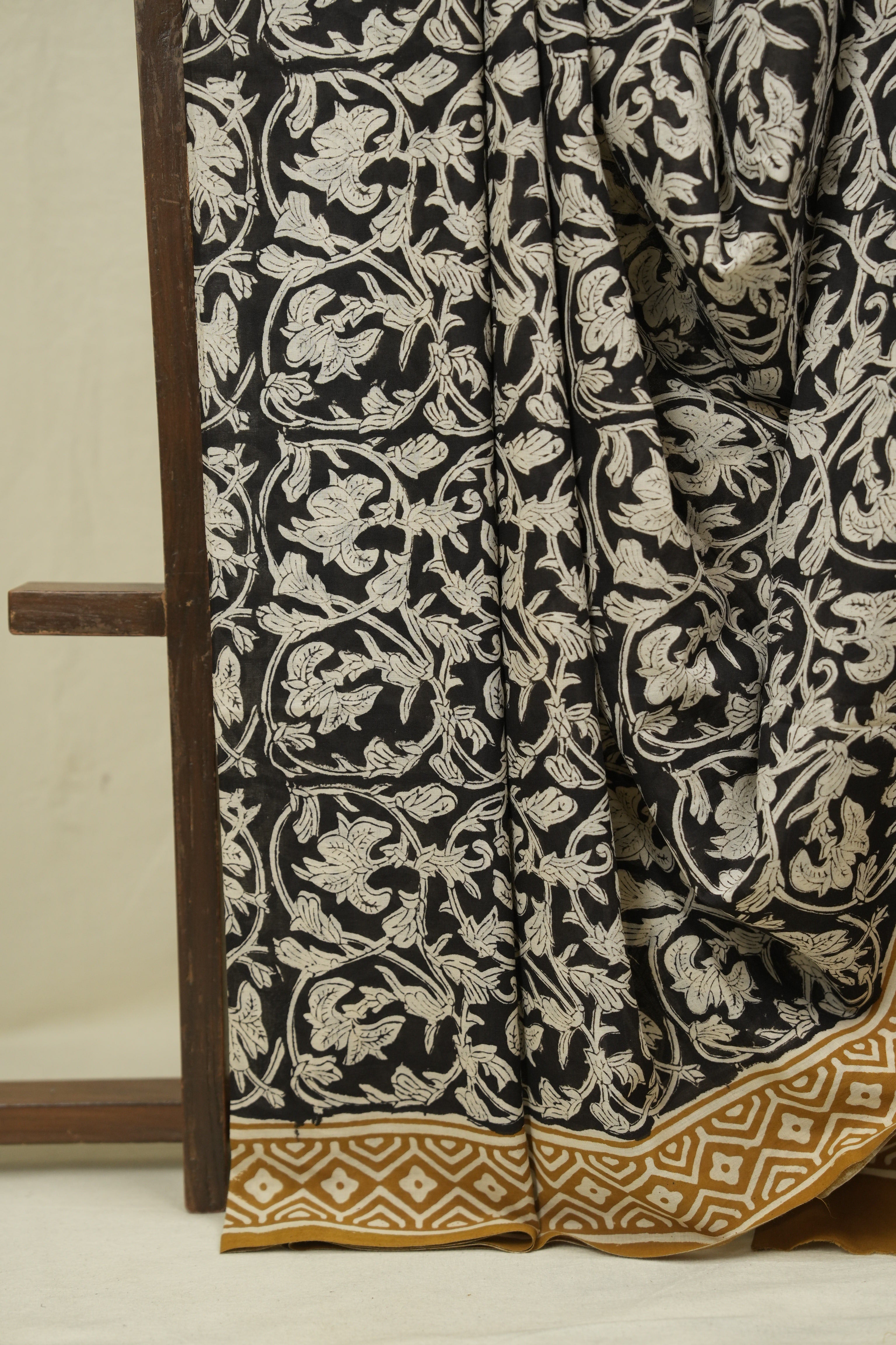 Black HBP Cotton Saree - SRBCS3396
