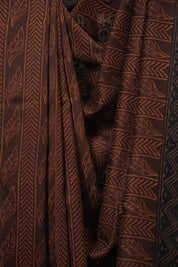 Dark Brown HBP Cotton Silk Saree With Maheshwari Border - SRDBCSS1799