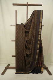 Brown HBP Cotton Silk Saree With Maheshwari Border - SRBCSS1800