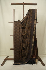 Brown HBP Cotton Silk Saree With Maheshwari Border - SRBCSS1800
