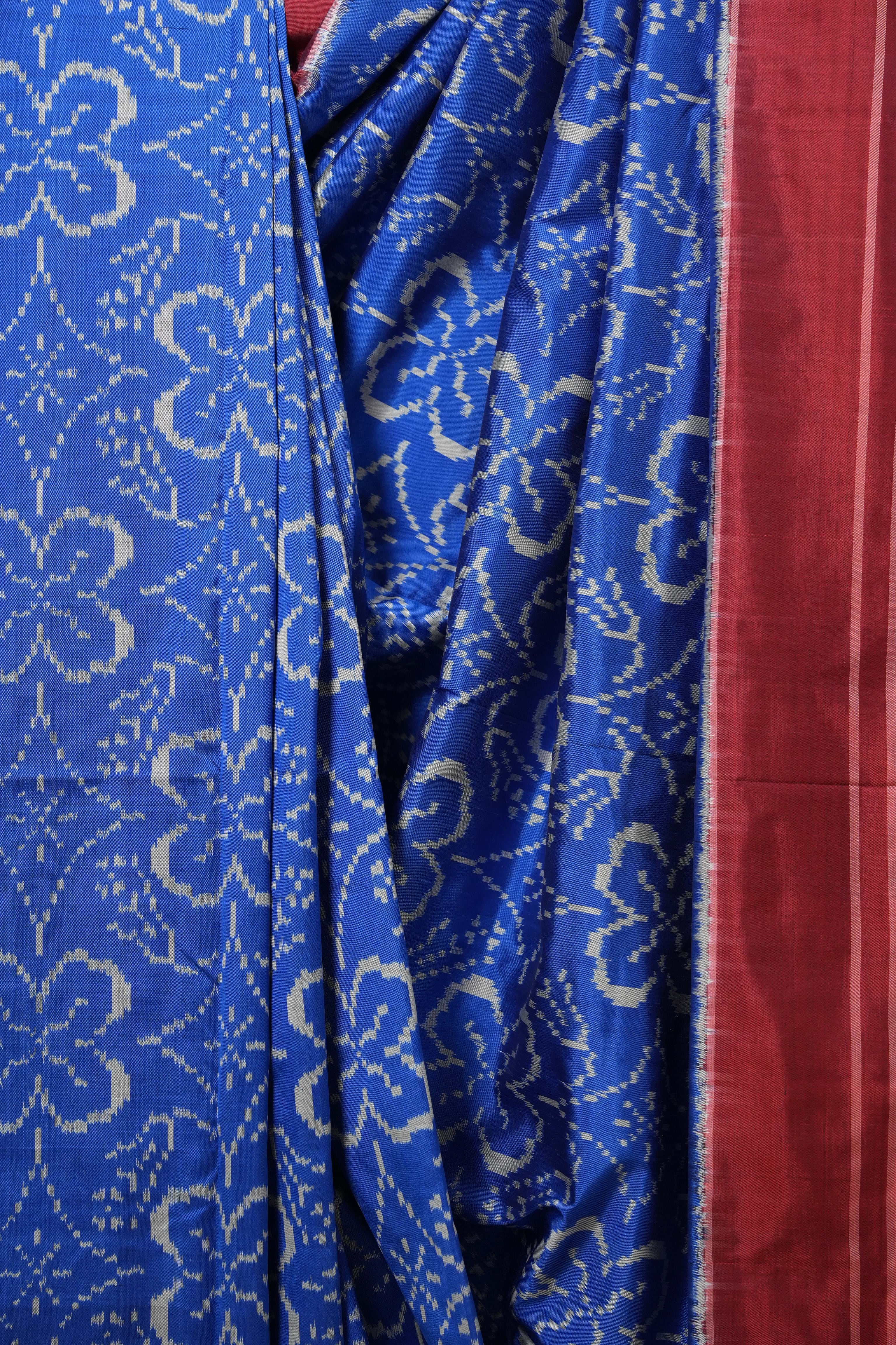 Blue Pochampalli Silk Ikat Saree - SRBPSIS171