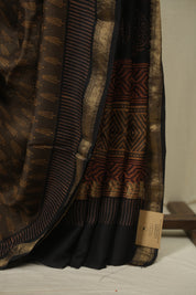 Brown HBP Cotton Silk Saree With Maheshwari Border - SRBCSS1800