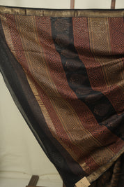 Brown HBP Cotton Silk Saree With Maheshwari Border - SRBCSS1800