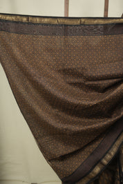 Brown HBP Cotton Silk Saree With Maheshwari Border - SRBCSS1800