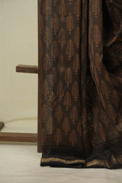 Brown HBP Cotton Silk Saree With Maheshwari Border - SRBCSS1802