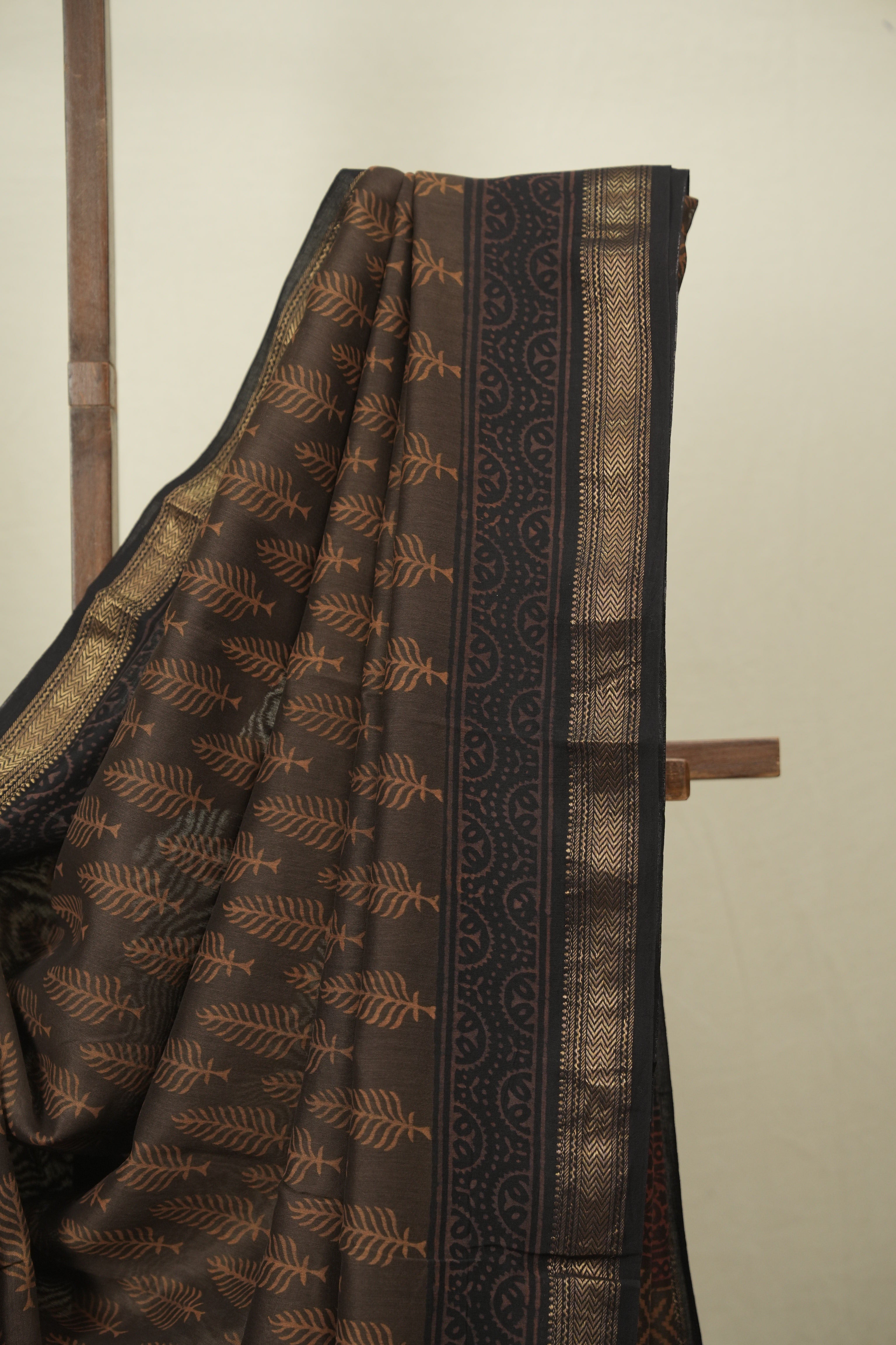 Brown HBP Cotton Silk Saree With Maheshwari Border - SRBCSS1802