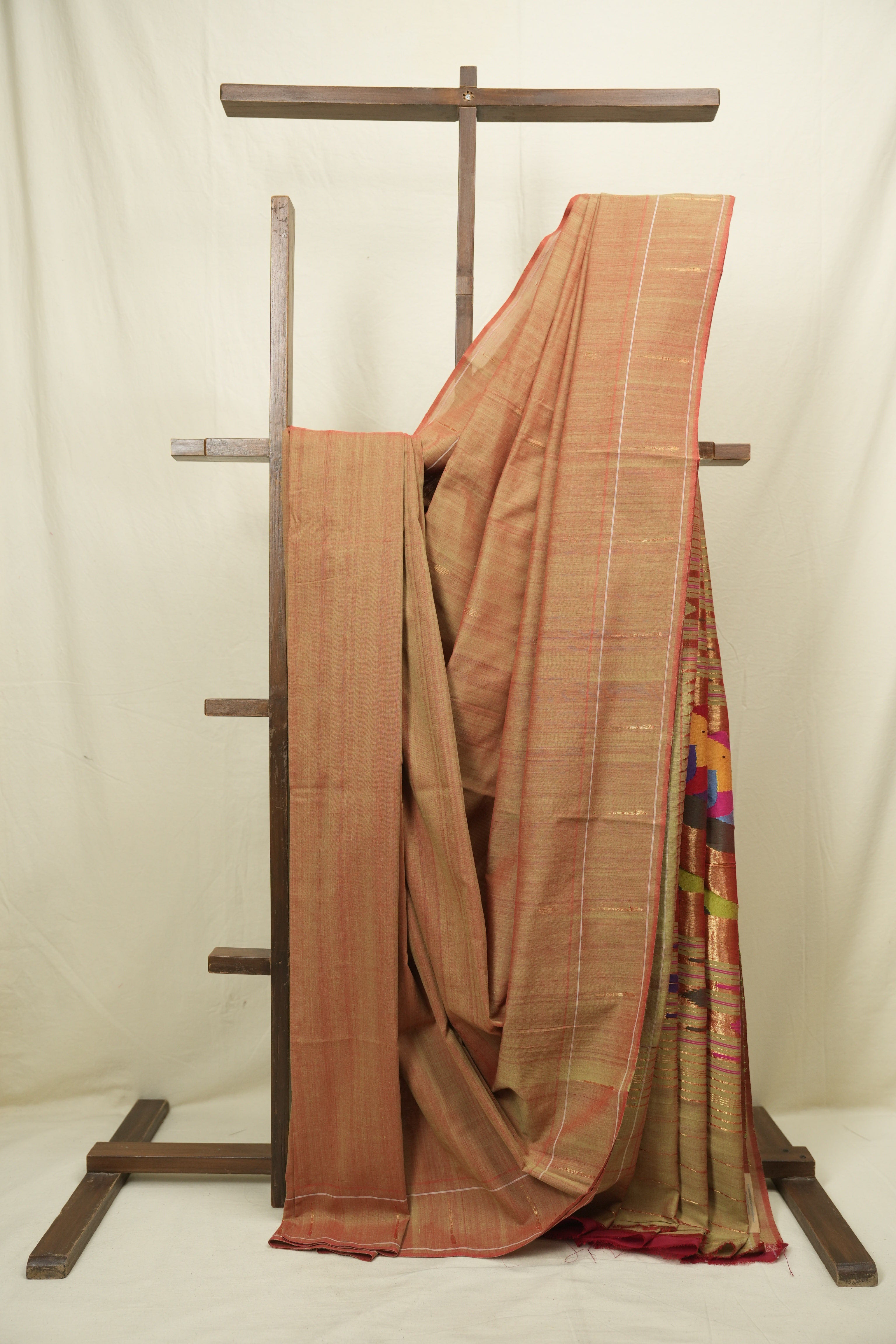 Dual Tone Red Cotton Paithani Saree - SRDTRCPS771