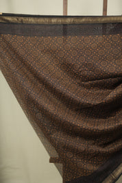Brown HBP Cotton Silk Saree With Maheshwari Border - SRBCSS1802