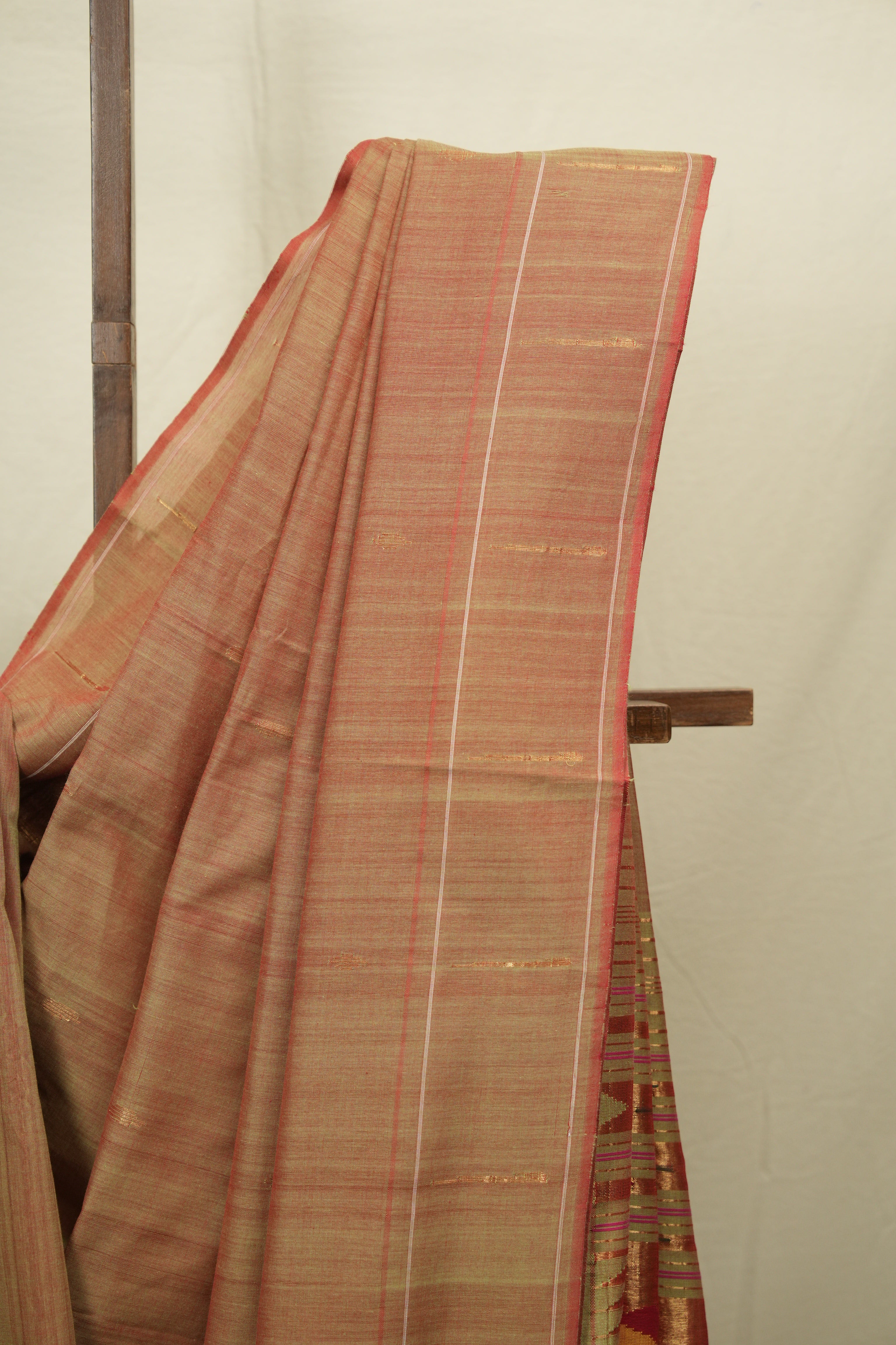 Dual Tone Red Cotton Paithani Saree - SRDTRCPS771