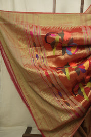 Dual Tone Red Cotton Paithani Saree - SRDTRCPS771