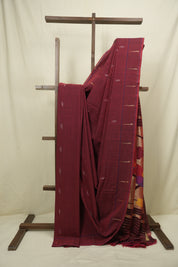 Maroon Cotton Paithani Saree - SRMCPS775