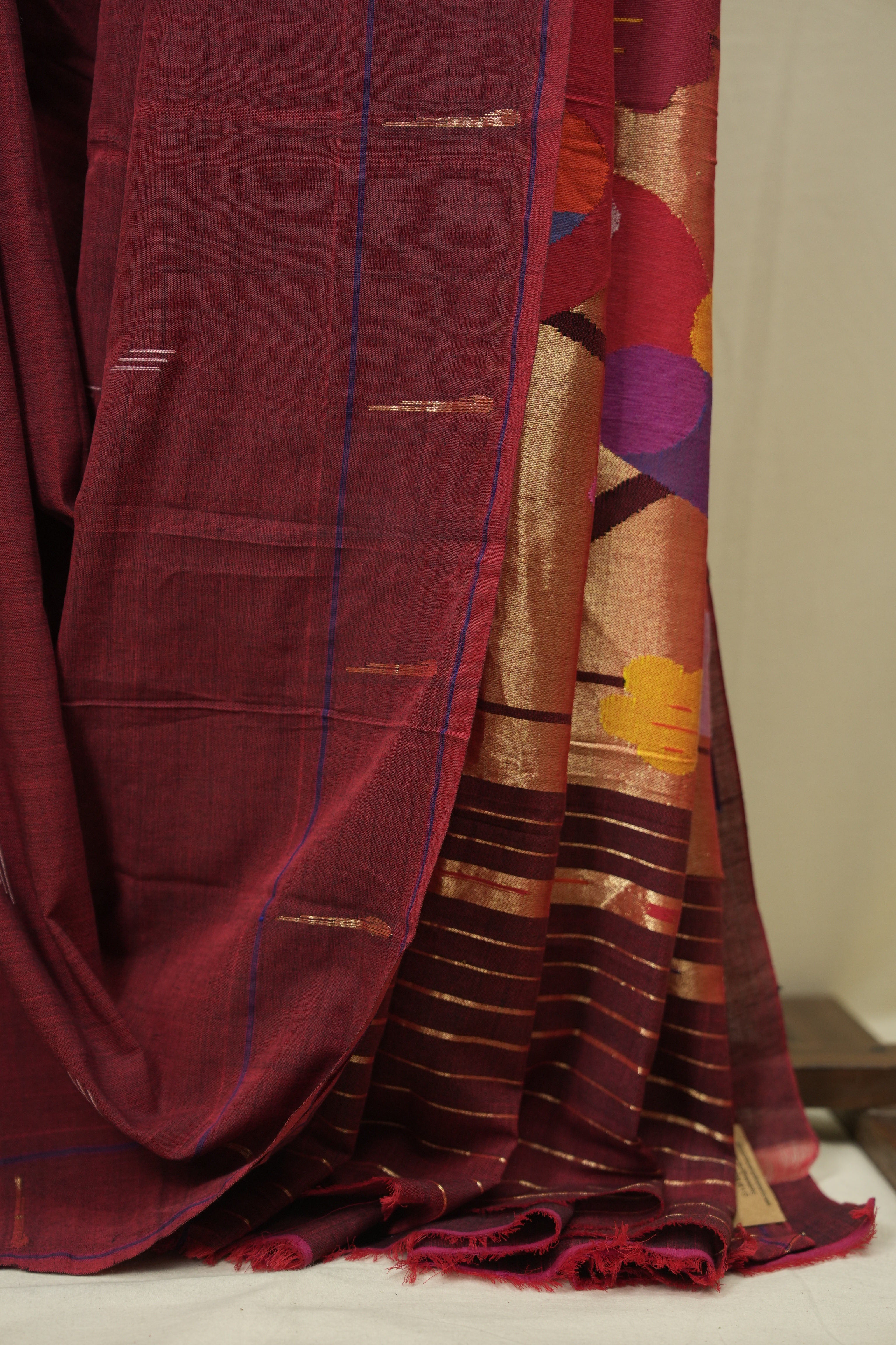 Maroon Cotton Paithani Saree - SRMCPS775